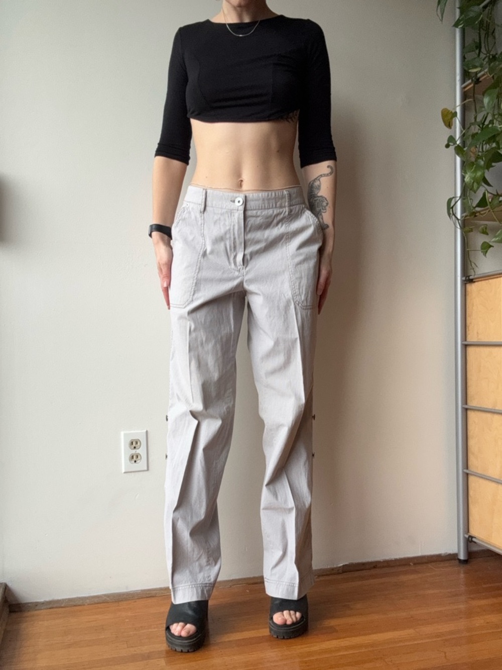 Gardeur grey pin stripped straight leg pants